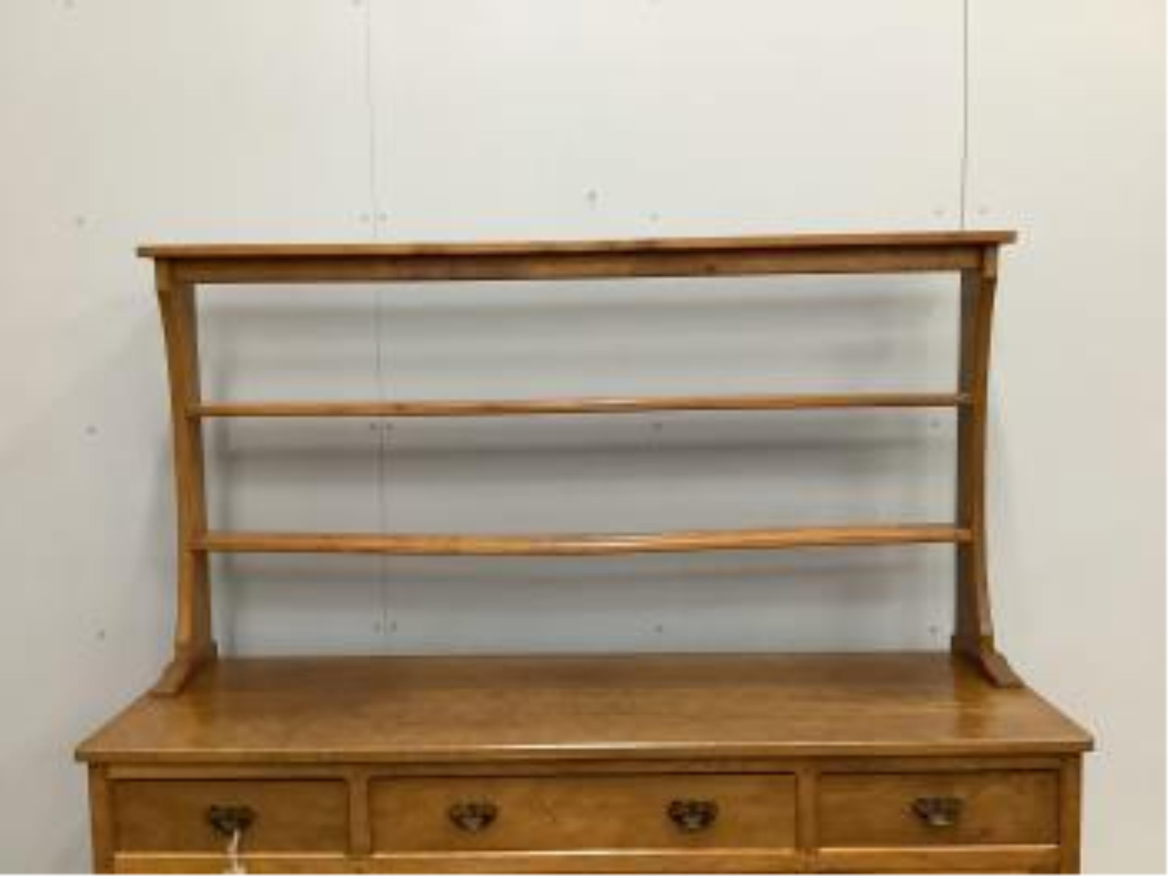 Alan Grainger 'Acorn Man', a mid century adzed oak dresser with open plate rack, width 160cm, depth 48cm, height 170cm. Condition - good